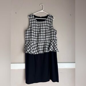 Spense Black and White Checkered Midi Dress Size 18W